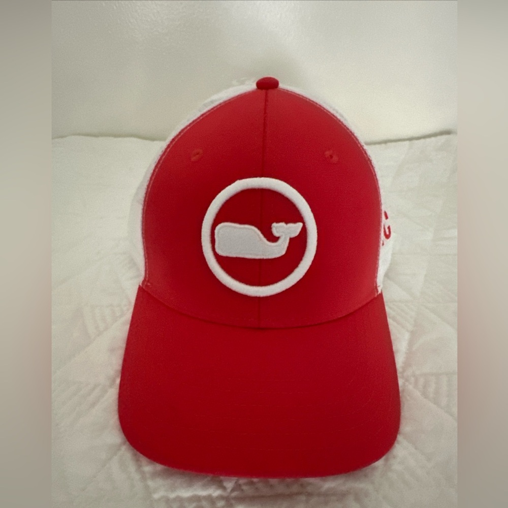Vineyard Vines Burnt Orange WHALE TRUCKER HAT CAP Unisex One Size White Mesh